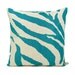 Horse pillow cover - Teal blue horse print on a natural beige canvas front and zebra print back - 16x16 decorative pillow cover