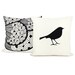 Bird pillow covers, 16x16 throw pillow, Pillow cover set of two (2) - Off white pillow cover with Black bird print and peacock pillow case