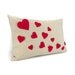 Growing hearts pillow cover - Red felt hearts applique on natural beige canvas accent pillow cover - 12x18 lumbar pillow cover