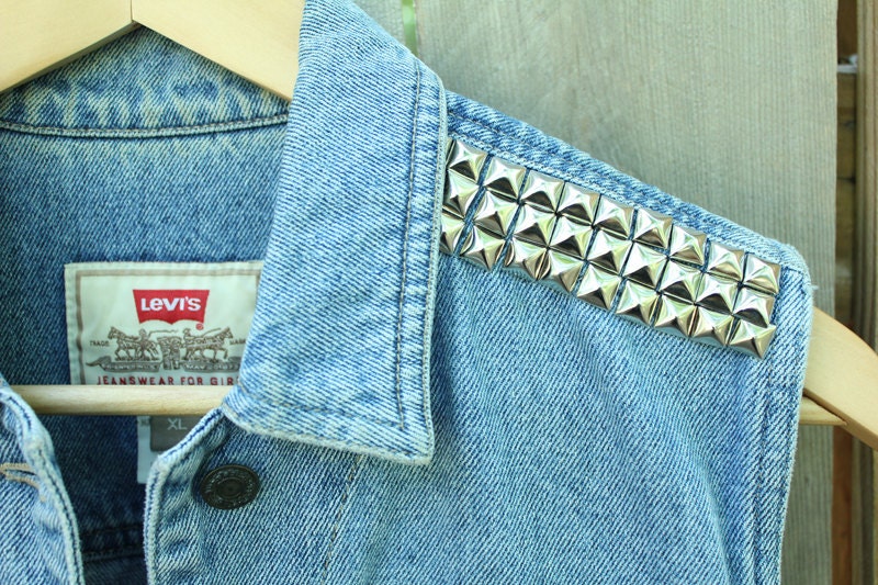Hand-Painted Holy Mountain Snake Eyeball Denim Jacket Vest by Las Cruxes