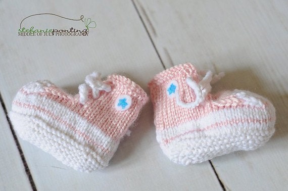 Unique baby girl gift - All Star High Tops Converse Inspired Baby Booties, perfect for a punk rock baby shower, pink, rocker girl