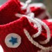 Unique baby boy gift - Red Converse Inspired Baby Booties for boys or punk baby girls, knitted