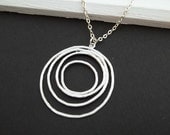 Circles Necklace Silver Mulit Cirlces Pendant Sterling Silver Chain