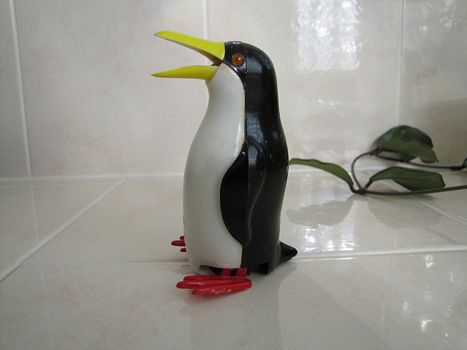 Old adorable Penguin Plastic Toy by SwanTreasures on Etsy