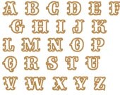 INSTANT DOWNLOAD Western Cute Font machine embroidery applique designs, alphabet - letters and numbers 2 inches, 2,7 and 3,5 inches