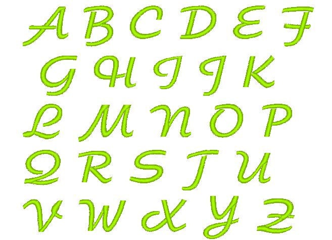 Curls Font monogram machine embroidery design - caps, letters and numbers in 1, 1 1/2 and 2inches
