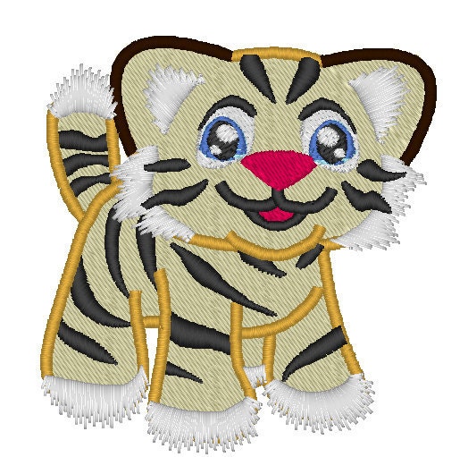 Cute tiger cub - machine embroidery fill stitch and  applique designs - 4x4, 5x7, 6x10