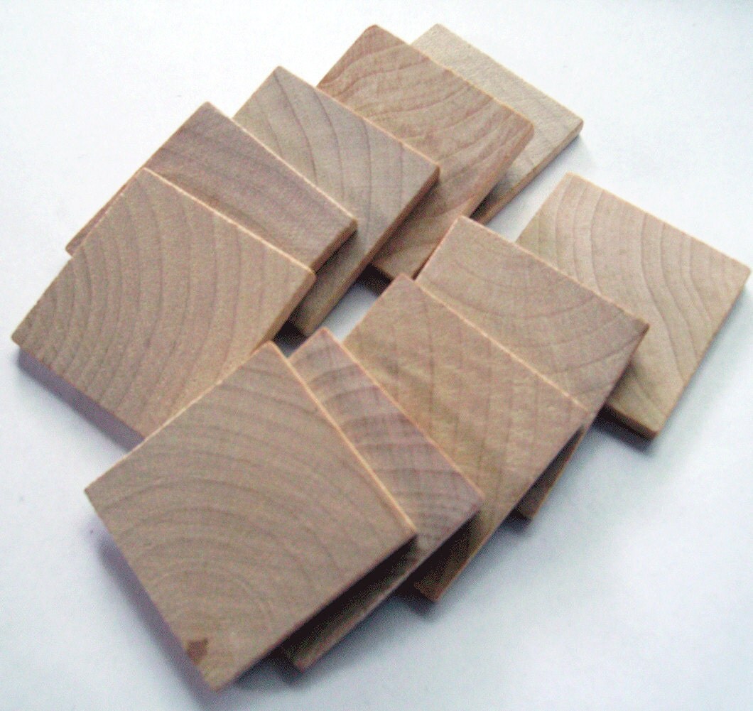 1 1/4 Unfinished Wood Square Tiles Set of 25 by UrbanHomesteaders