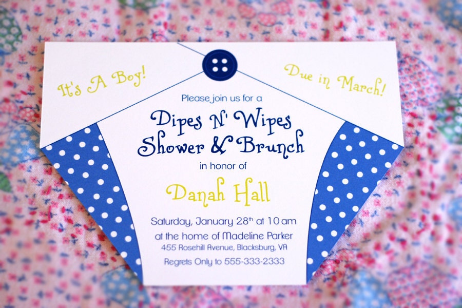 Diaper Baby Shower Invitations - Custom Colors