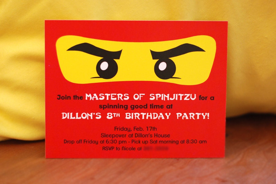 Ninja Birthday Party Invitations - Red or Black