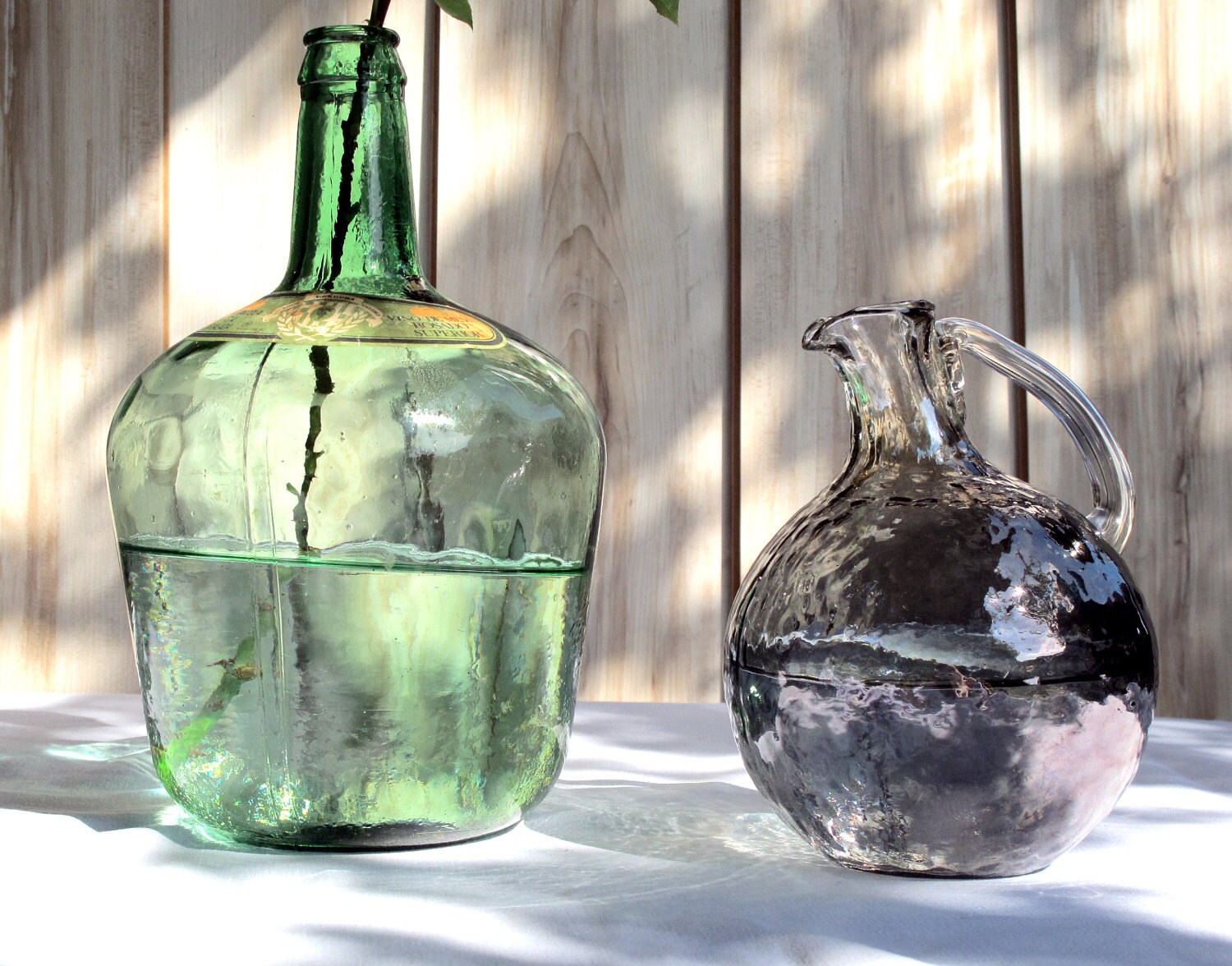Extra large green glass bottle, demijohn