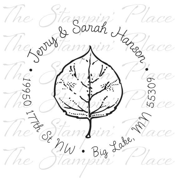 Custom Address Stamp - Leaf Circle Address - Preinked Style PR405