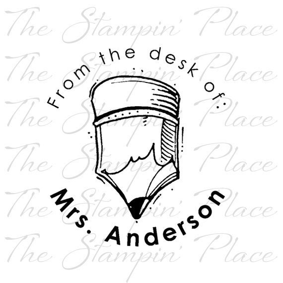SELF INKING Personalized Custom Stamp - Pencil/Desk of Circle PS177