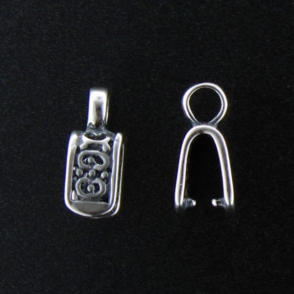 Clearance: Sterling Silver 15x6mm Oxidized Pinch Bail - 1pc (2960) - FREE Second Item Shipping