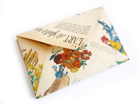 RESERVED FOR GREG 5 Envelopes made from Vintage (1950) French Fashion Magazine, Wedding Invitations, Save The Date, Birthday Party