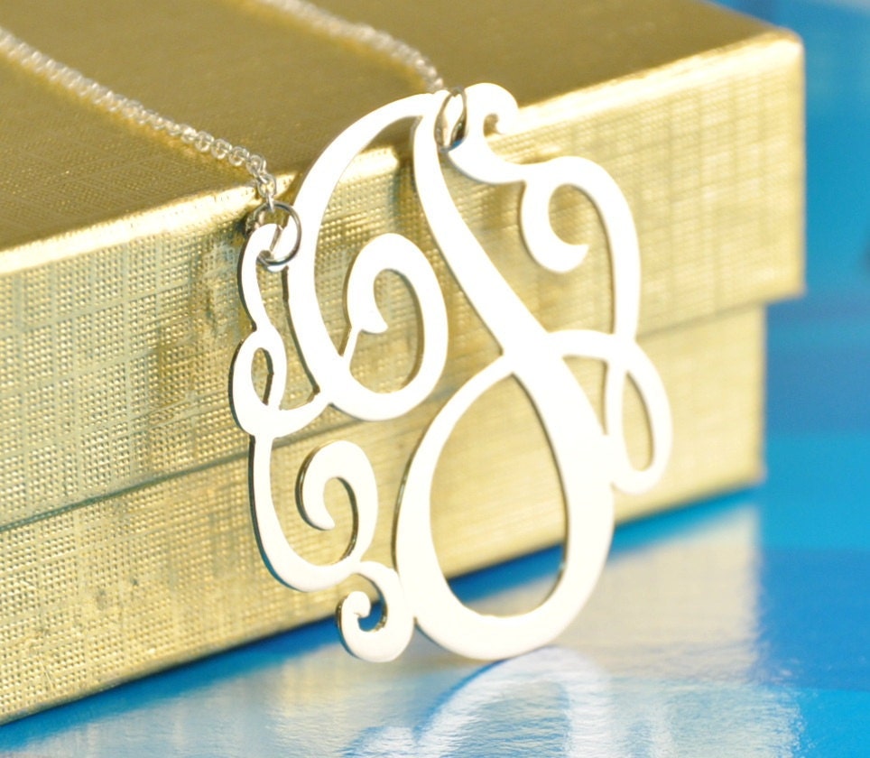 Monogram initials .1.5" size ,cable chain. Gold plated