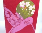 Hummingbird Blockprint Moleskine Notebook Red Chirogami