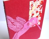 Hummingbird Blockprint Moleskine Notebook Red Chirogami