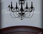 Chic chandelier vinyl decal with seperate bird decals
