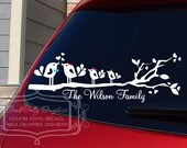 Love bird family on a branch vinyl vehicle decal