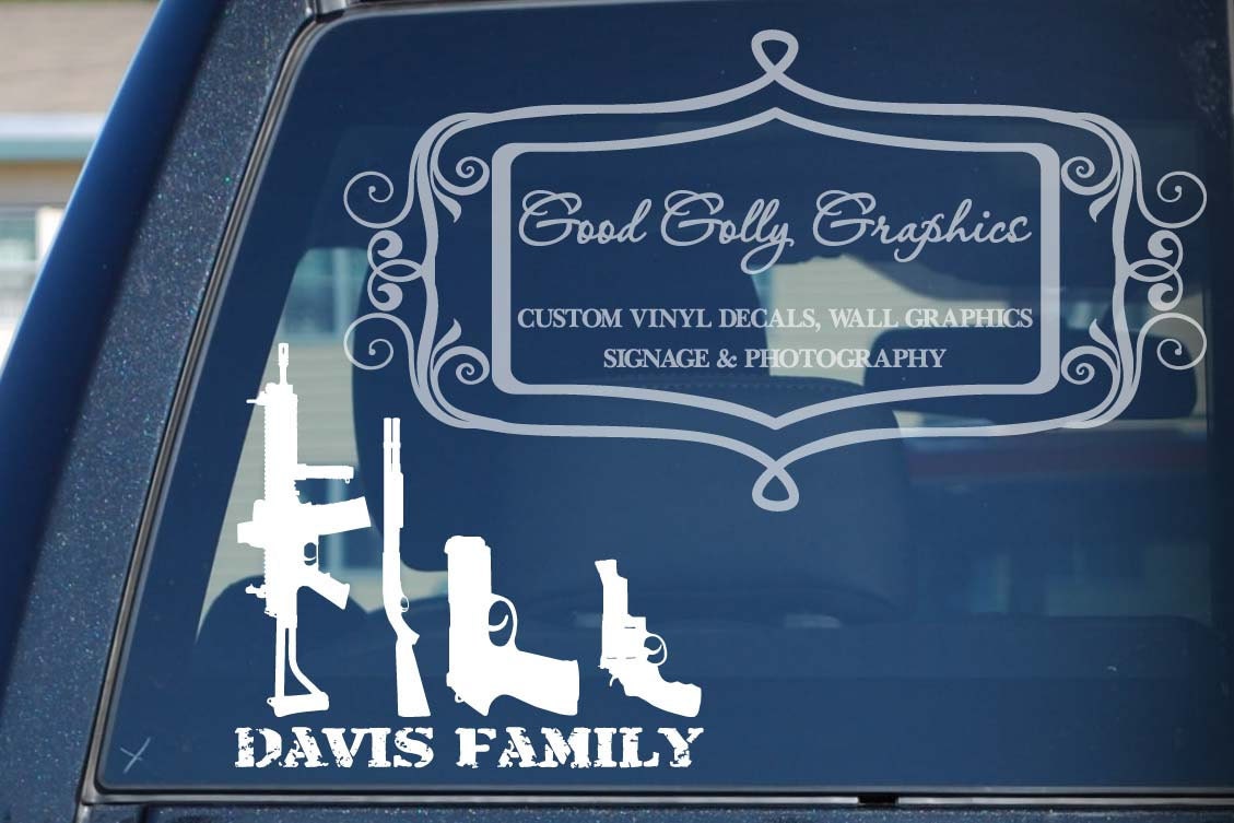 Stick family gun Family vinyl vehicle decal