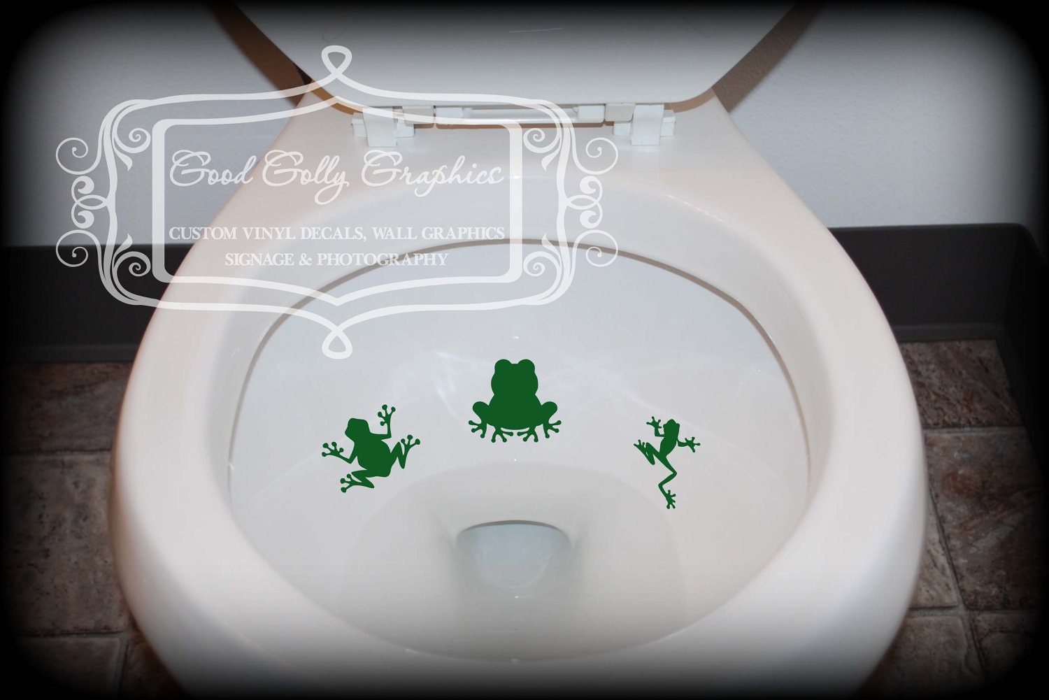 Toilet decal, potty training sticker, Taking Aim toilet targets 6 piece frog collection