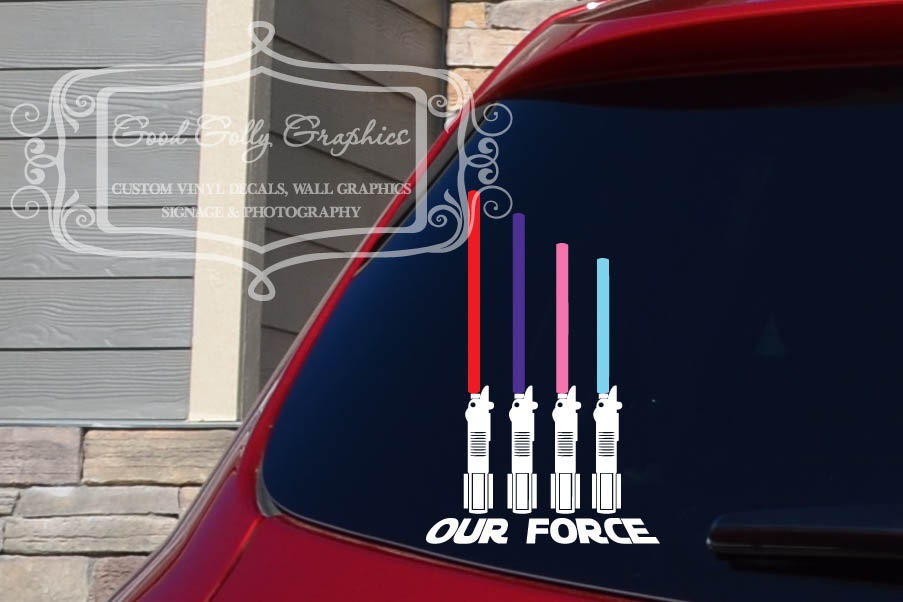 Star Wars inspired Light Saber stick family vinyl vehicle decal