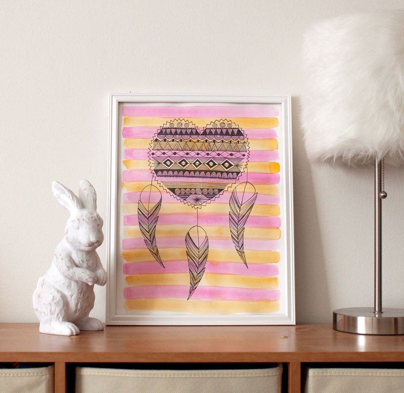 Feather Heart Painting - FREE SHIPPING