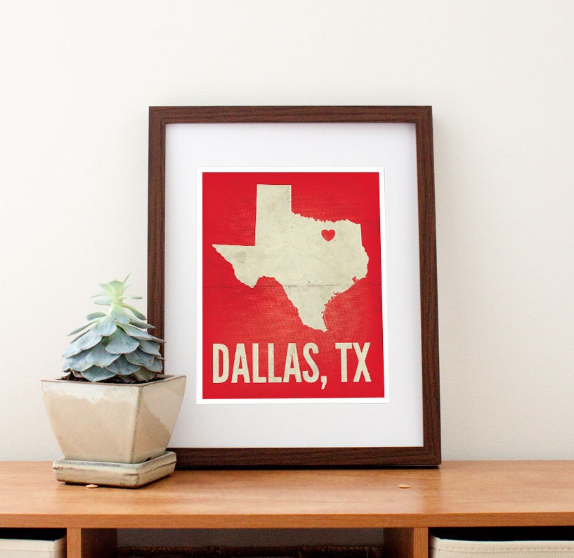 Dallas, Texas Love Print, 8" x 10"