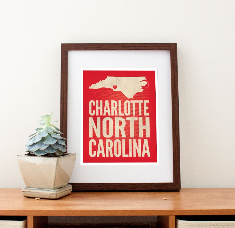 Charlotte, North Carolina Love Print, 8" x 10"