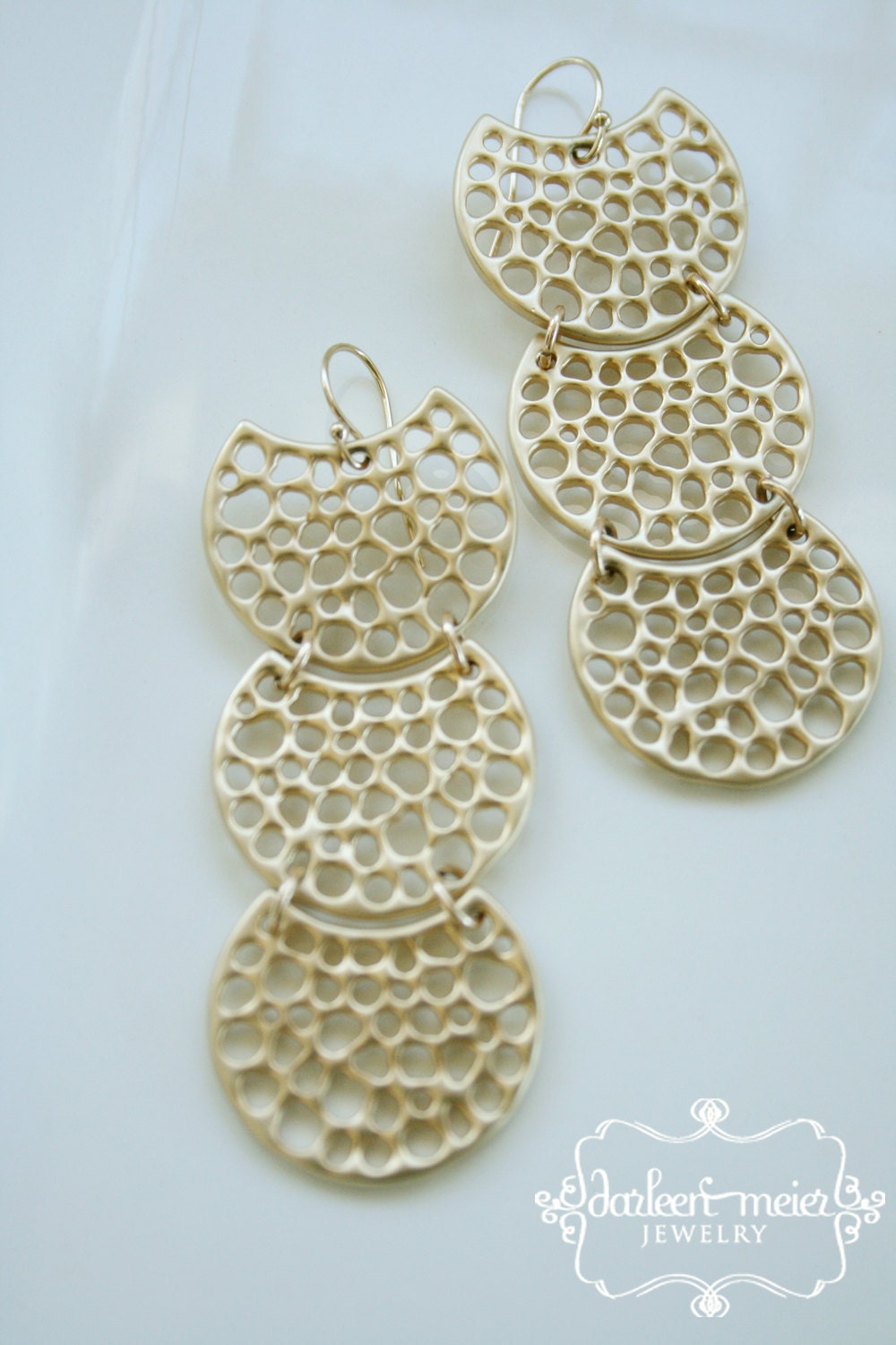 ALBA gold plated half moon pendant drop earrings