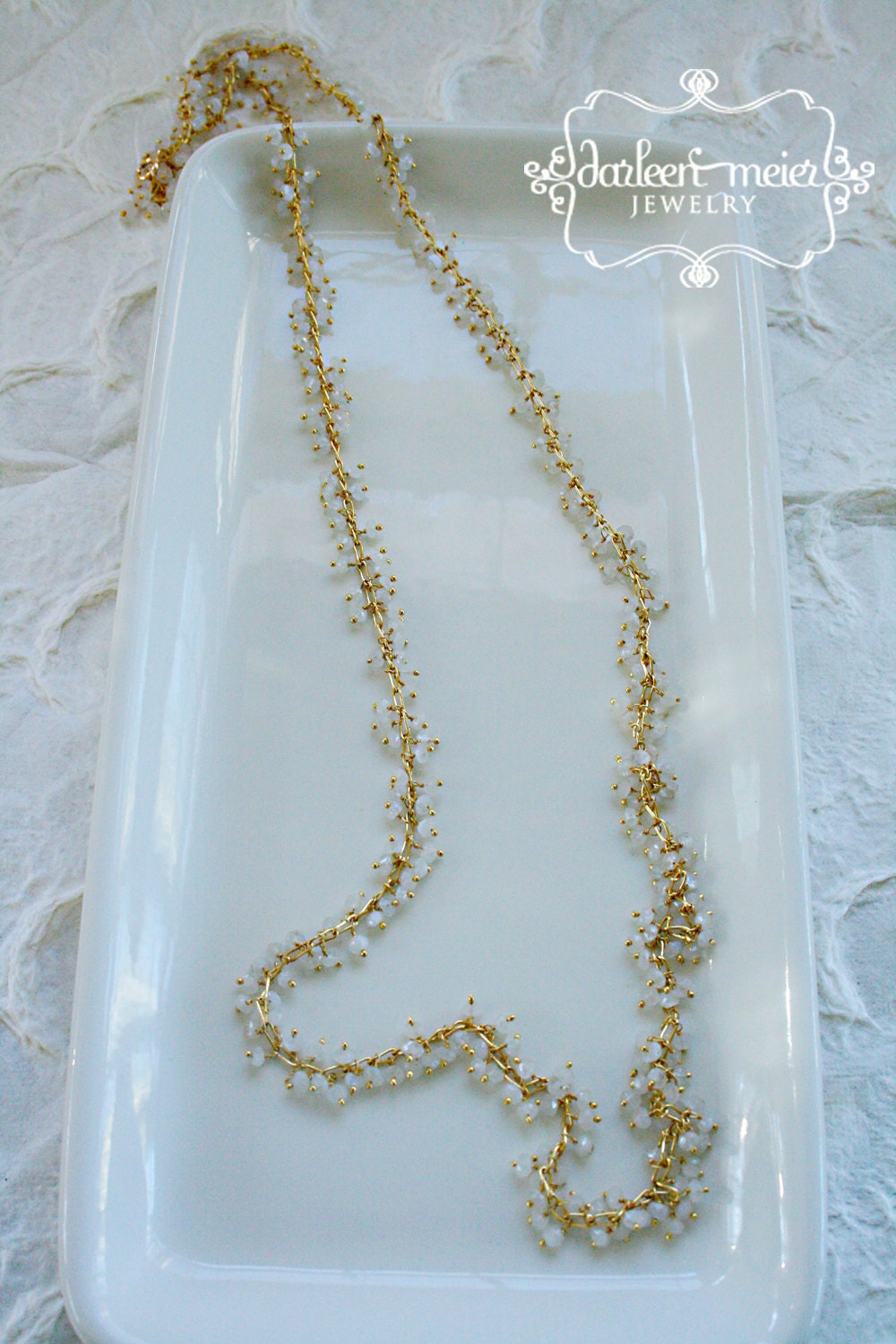 ALEXANDRIA gemstone moonstone white chain long necklace