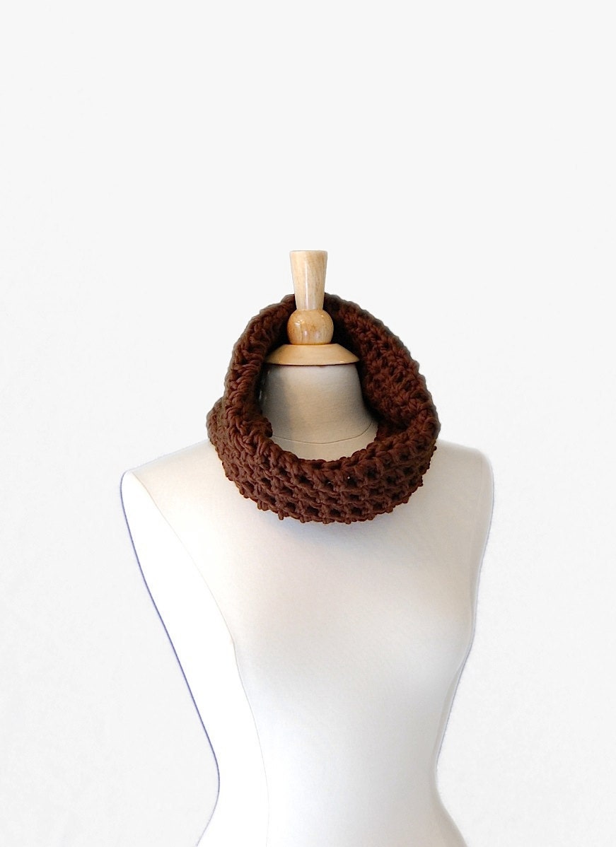 Chocolate Brown Crochet Neck Warmer, Winter Ski Accessories