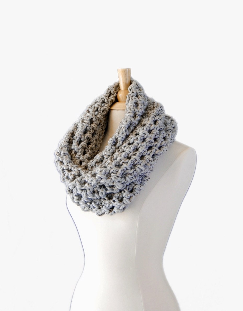 Light Grey Oversized Cowl Infinity Scarf, Winter Fashion Accessories