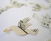 Paper Heart Confetti -1000- Vintage Love Birds Hearts Shabby Chic wedding confetti decor favors sheet music rustic wedding decor music note