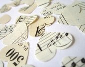 Vintage Paper Heart Wedding Confetti 150 Vintage Heart confetti ivory vintage shabby chic wedding decor diy wedding favors sheet music note