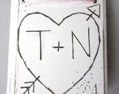 Personalized Sign initials shabby chic wedding decor home decor heart & arrow white rustic wedding sign wedding gift