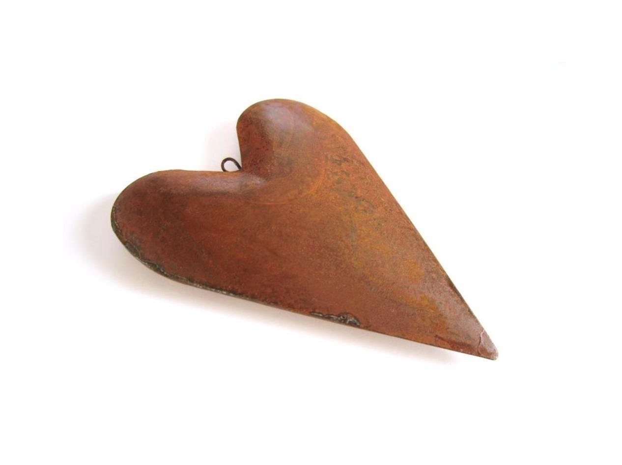 Autumn Fall Rustic Wedding Favors Rusty Tin Puffy Heart diy shabby chic wedding decor wedding gifts country wedding favors love metal heart - TheLonelyHeart