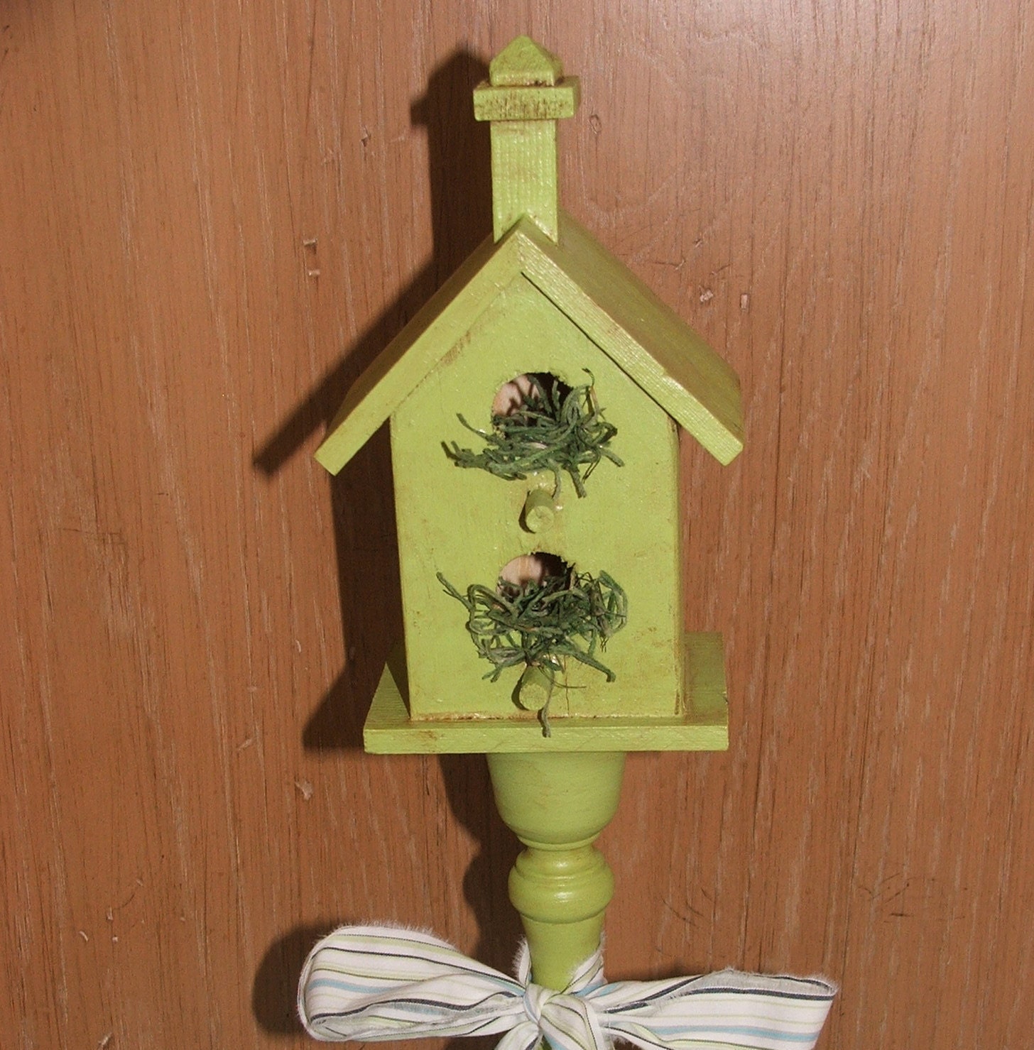 SALE - Green Apple Ornamental Birdhouse - Shabby Chic, Rustic, Beach, Chippy Cottage
