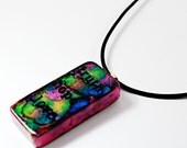 Domino Pendant Art Truth, hope and love with vibrant Blue, Pink and Green Inks 19
