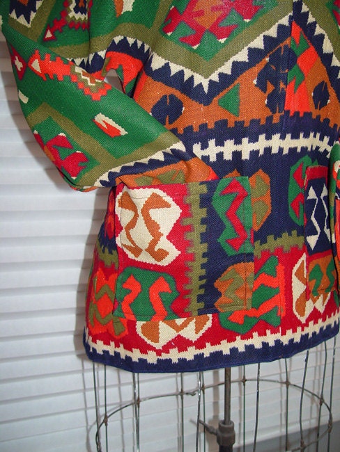 African Print Top-Retro Dashiki Shirt- Boho Chic- Vintage 1975