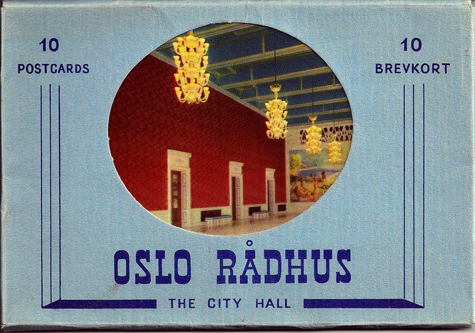Vintage Postcard Collection- Steampunk Time Traveller- Oslo City Hall - VintageUpcycled