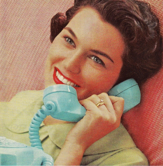 Mid Century Telephone Ads- Retro Housewife- Advertising Art- Instant Collection- 50s 60s  7x10 inches