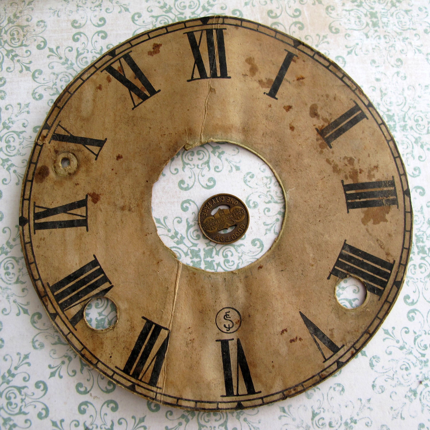 Round Paper Clock Face 5 Authentic by steampunkvintagefind