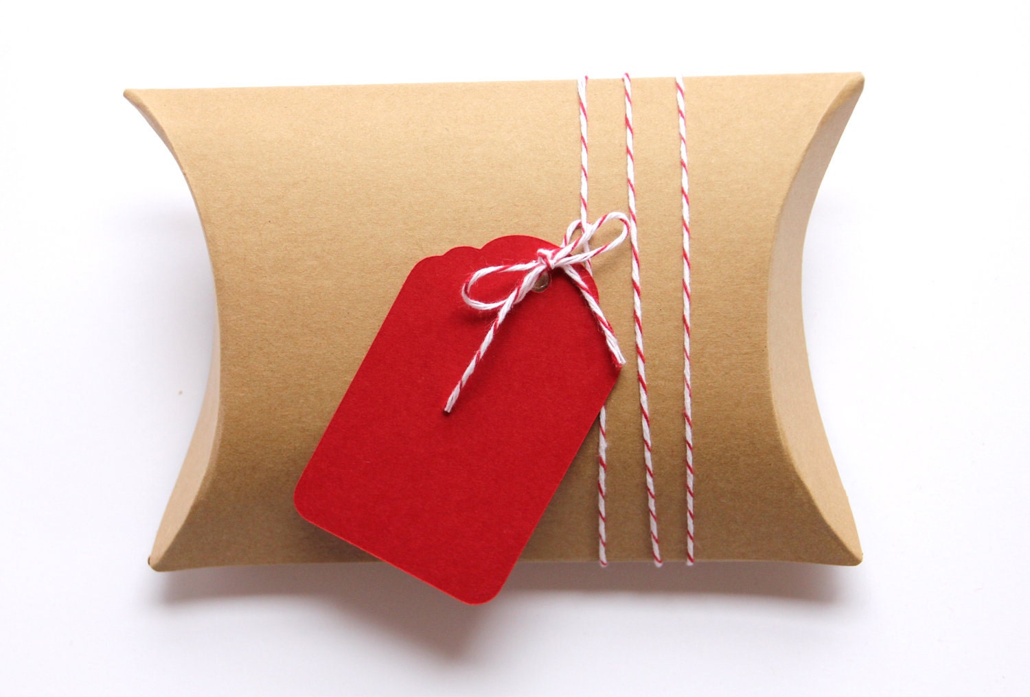 10 Gift Wrapping Kraft Pillow Boxes (4 1/2 X 4 1/2 X 1 1/2 inches)