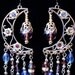 Mystical Sparkling Purple and Blue Crystal Floral Moon Chandelier Earrings