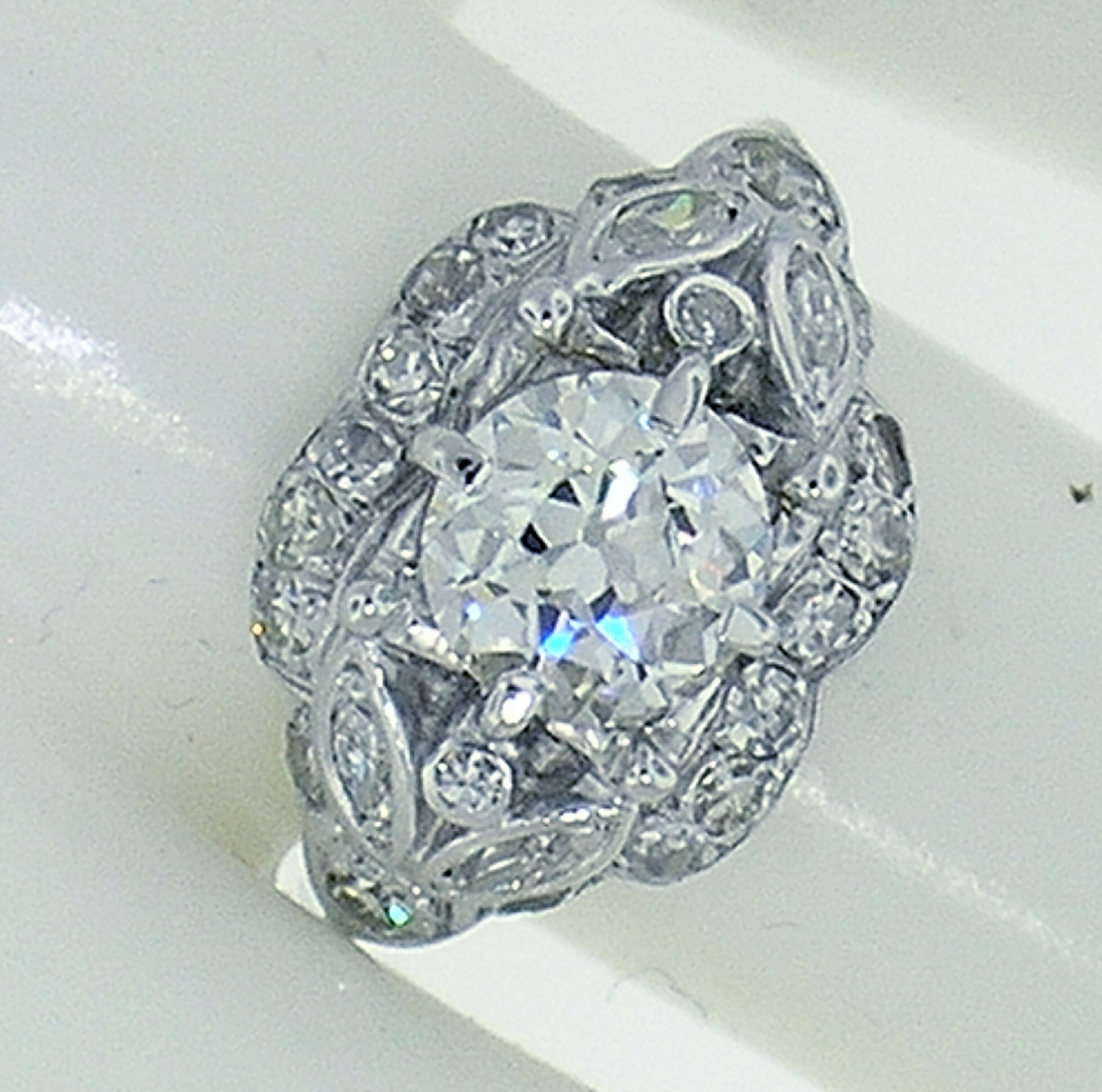 Stunning Original Platinum Art Deco Ring, 1.17cts EGL certified J VS1 Appraisal 10,230.00