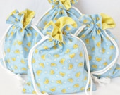 Drawstring Gift Bag Medium - Blue Spring Parade Chicks by Makower