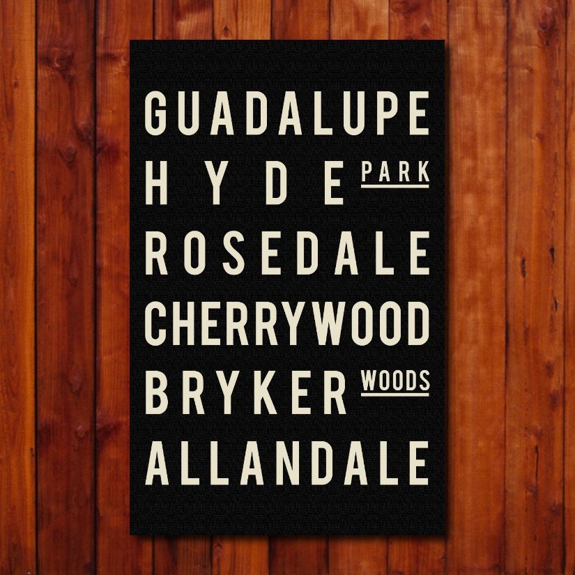Subway Sign Poster- AUSTIN - Set of 3 Typography Prints - Modern Home Decor Gift - 11 x 17