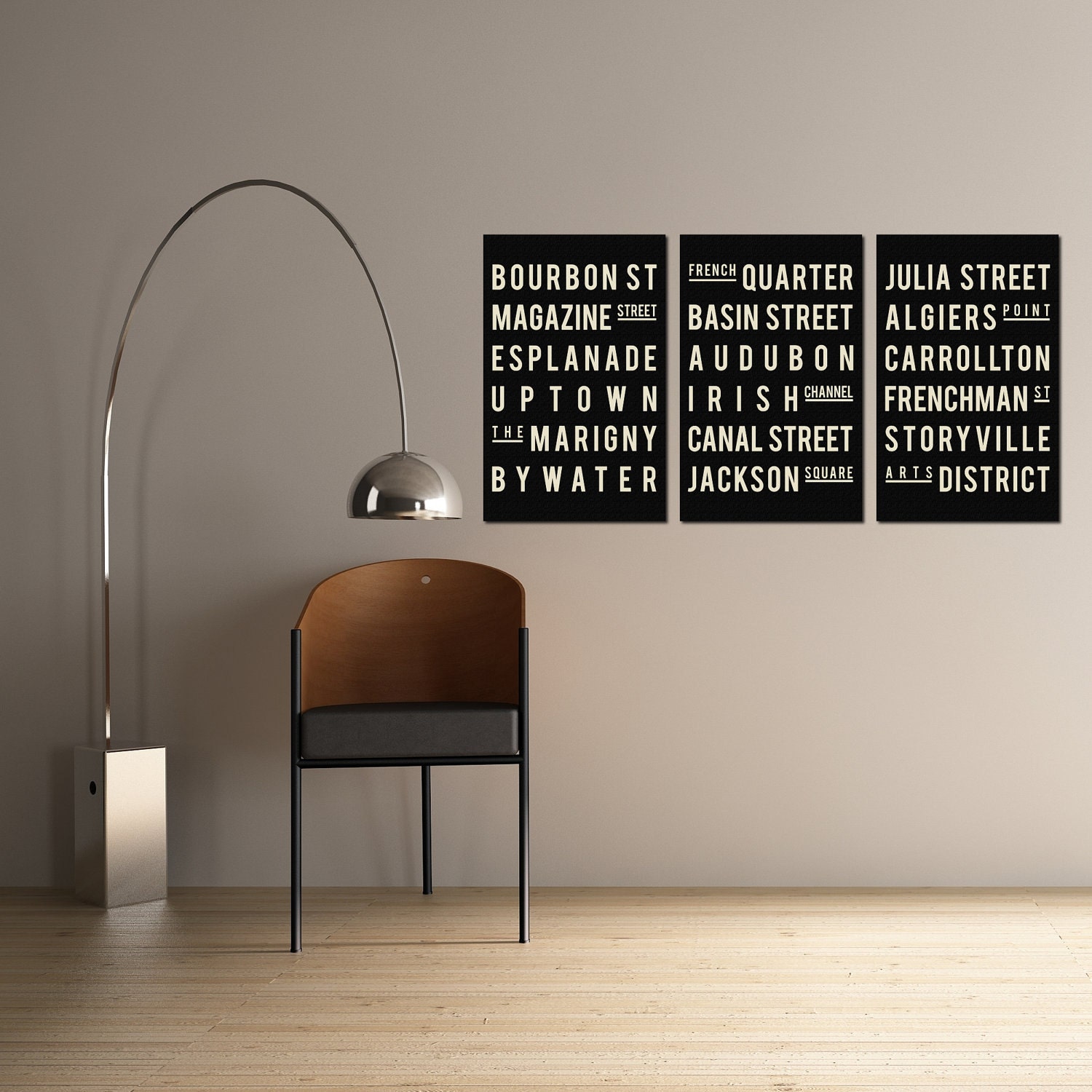 Poster, New Orleans Subway Art, Quote Sign, Home Decor, Typography Print - Set of 3 - 13x19